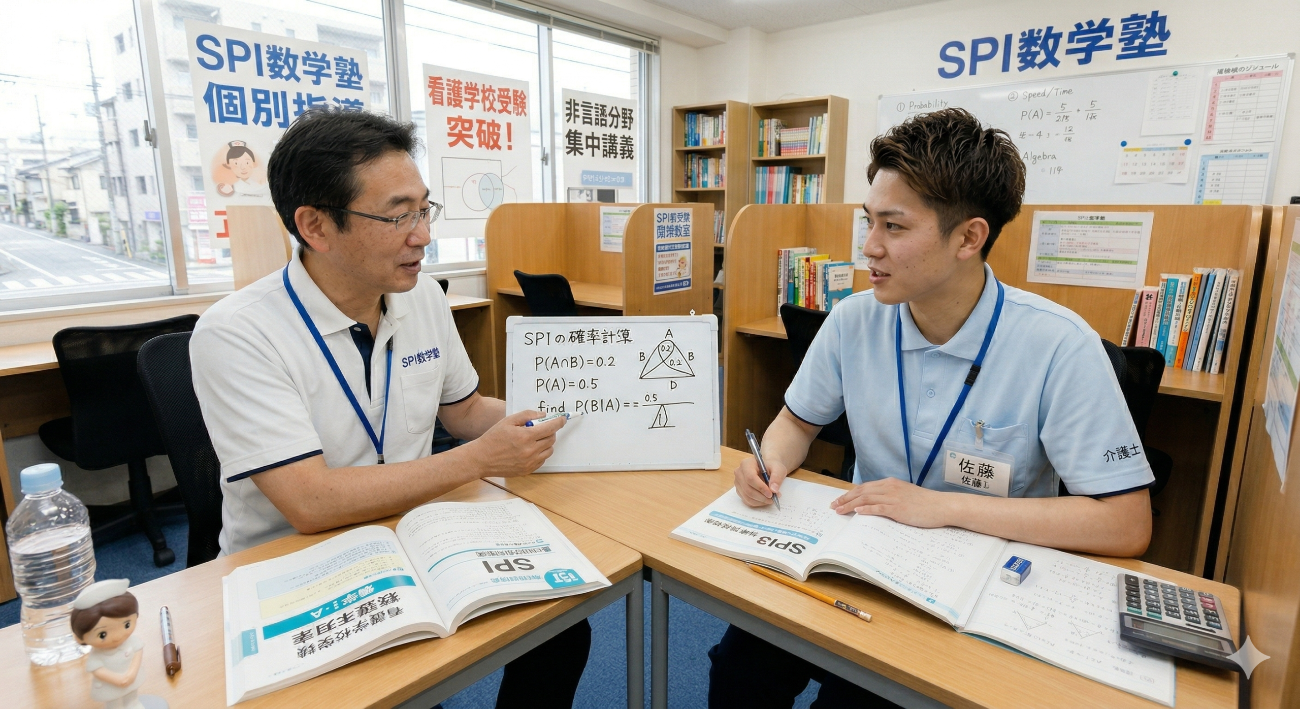 看護学校受験を目指す介護士の受験生が個別指導を受講している様子